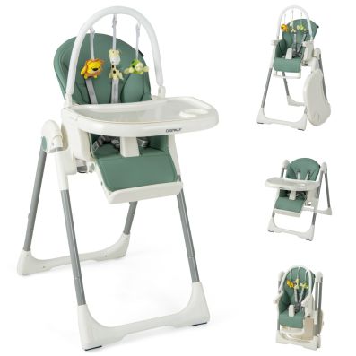 Costway chaise haute bébé pliable 4 en 1 plateau double amovible 6 hauteurs  réglables dossier 5 positions et coussin de siège beige - Conforama