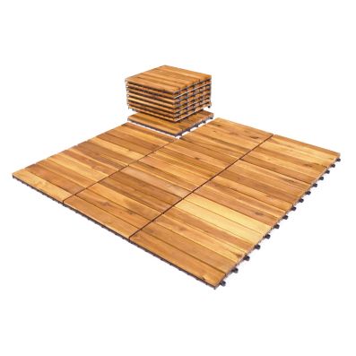 27 Dalles De Terrasse Bois D'Acacia – 30x30 Cm – Huilées – Lot Bois Exterieur