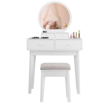 Vicco Coiffeuse Kate, Gris, 80 cm avec Tabouret