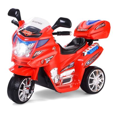 Costway moto électrique enfant, 2 roues auxiliaires antidérapantes, batterie  12v, phare à led et musique, 3-5 km/h, véhicule électrique pour enfants  37-95 mois, charge max 25kg - Conforama