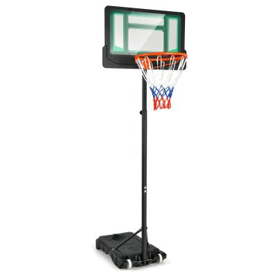 Panier de basket pour enfants - AIYAPLAY - hauteur réglable de 210-260 cm - extérieur et intérieur avec roues, base de lestage, bleu - Sport