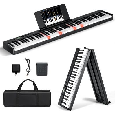 Piano Numérique Pliable 88 Touches Eclairées Semi-lestées USB/MIDI