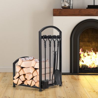 Ensemble Pelle à Cendres Et Brosse Fireside - Finition Noire époxy - Acier Durable Avec Manche Bois