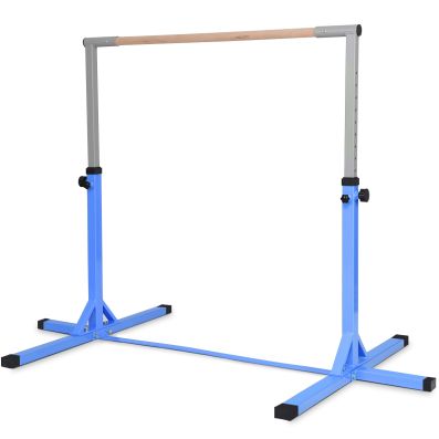 Barre de Gymnastique en Acier Hauteur Réglable de 91 à 150CM Capacité de  Poids 100KG Bleu - Costway