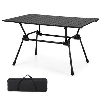 Table De Camping Pliante Anbte 60x40 Cm - 3 Hauteurs Réglables (jusqu'à 75 Cm) - Aluminium Léger, 30 Kg De Charge - 3