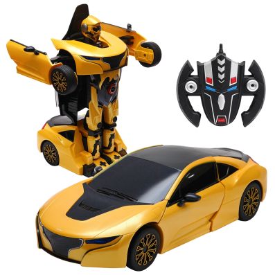 TéLéCommande Jouet Cadeau pour Enfants Robot De Voiture Blue 2 en 1 Transformers Rc Robot Car TéLéCommande Voiture Jouet Transforming Robot TéLéCommande Voiture avec Un Bouton Transformation 