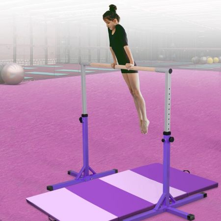 Costway Barre de Gymnastique en Acier Hauteur Réglable de 91 à 150CM Capacité de Poids 100KG Violet