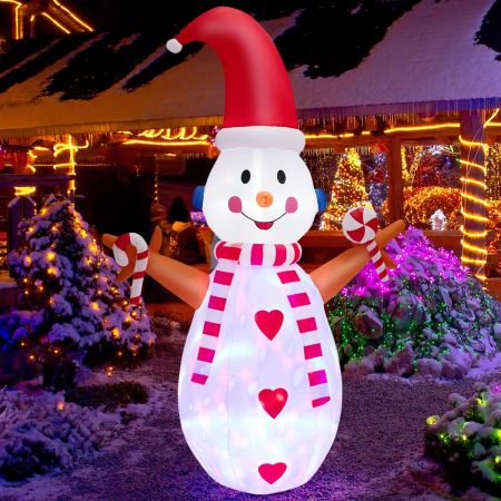 Costway Bonhomme de Neige Gonflable Lumineux à LED Multicolores Rotatives Décoration pour Noël Intérieur et Extérieur 240 cm