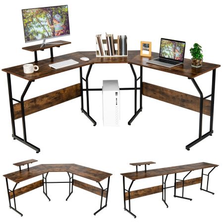 Costway table de bureau réglable en hauteur 70-107 cm, bureau d'ordinateur  compact avec roues verrouillables, table roulante pour ordinateur portable  avec cadre en acier pour bureau(café) - Conforama