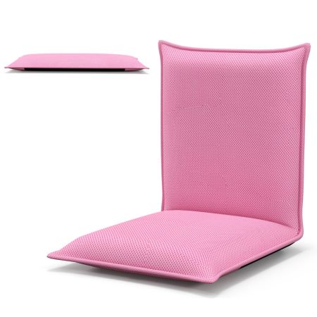 HOMCOM Canapé paresseux tatami chaise de plancher siège de sol 2 en 1  dossier réglable sur 14 positions avec 2 coussins revêtement en suède grid  clair