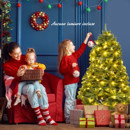 Costway Sapin de Noël Artificiel 150 CM 600 Branches Matériel PVC Arbre de Noël avec Socle en Métal Décoration de Noël