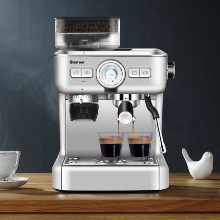 Machine à Café Automatique avec Broyeur à Grains 1350W 30 Niveaux de Poudre de Café Réglables Température Réglable
