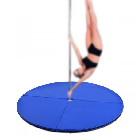 Costway Tapis de Pole Dance Mat Gymnastique Tapis de Protection 4 Morceaux en PVC et Coton Perle 150 x 150 x 5 cm Bleu