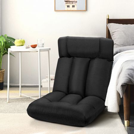Canapé Paresseux Chaise de Méditation Tatami Chaise Canapé-lit au Sol à 5 Positions Noir