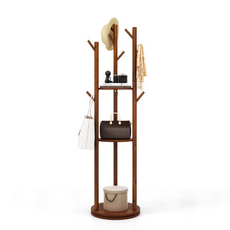 RELAX4LIFE Porte-Manteau sur Pied en Bois Massif avec 12 Crochets, Perroquet Porte-manteaux RELAX4LIFE Porte-Manteau sur Pied en Bois Massif avec 12 Crochets, Perroquet Porte-manteaux