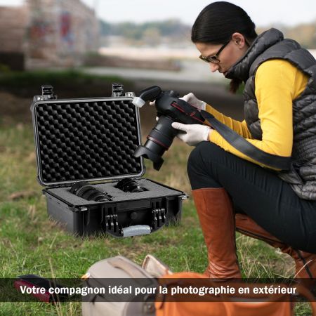 Valise Etanche pour Appareil Photo+3 Inserts en Mousse - 1 pour DIY 41 x 17,5 x 33CM  Noir