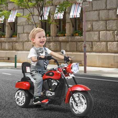 Costway Moto Électrique Scooter 3 Roues pour Enfants 6V 3 Km/h Effet Sonore et Lumineux, 3 Ans + Style de Chopper Blanc