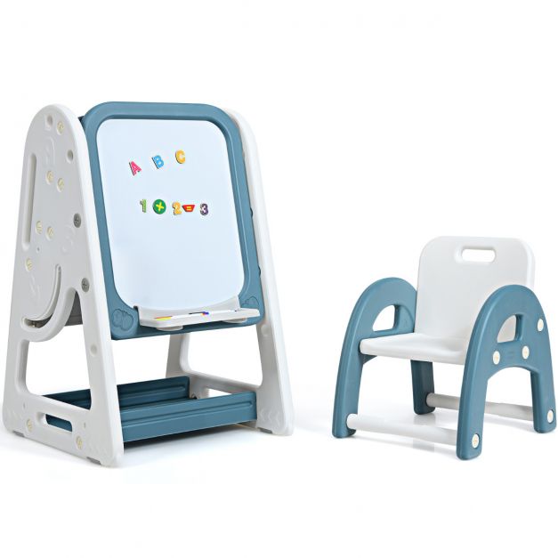 Tableau Enfant Double Face PIMPIMSKY Ajustable Magnétique avec Boîte de  Rangement & Accessoires Educatif Chevalet Multifonctions