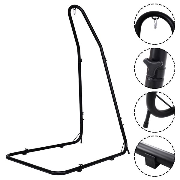 Support de Hamac Stable Support pour fauteuil suspendu, Hauteur ajustable,  Acier Haute Qualité, 135x115x200-250cm, Noir - Costway