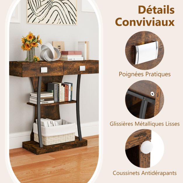 Table Console,Table D'appoint,Bout De Canapé Vieux Bois 80 X 30 X 80 Cm Bois Ingenierie Cfw711571 94049789