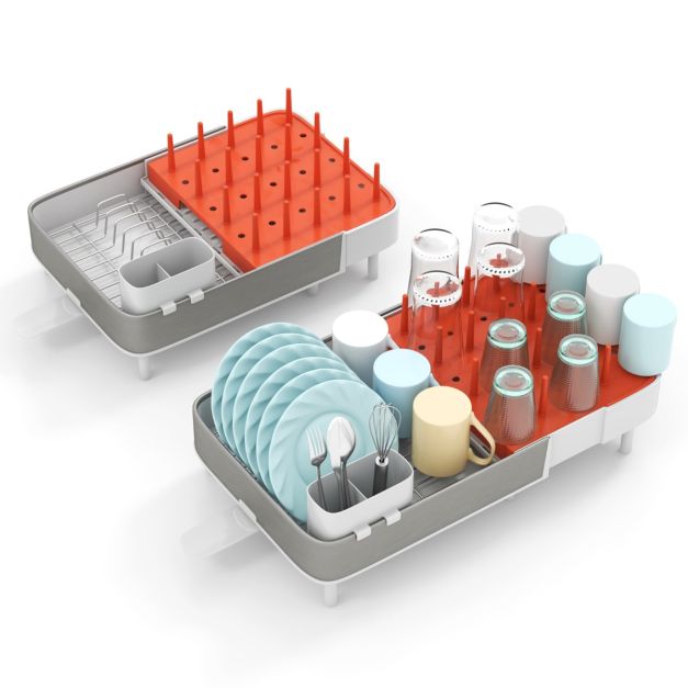 Égouttoir à Vaisselle 2 Niveaux En Acier Inoxydable - Avec Bac D'Égouttage, Porte-Couverts Et Bec Pivotant - 8
