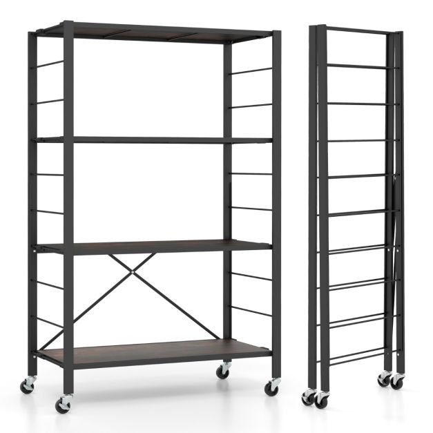 Étagères de Rangement Pliables en Métal Robustes avec Roues