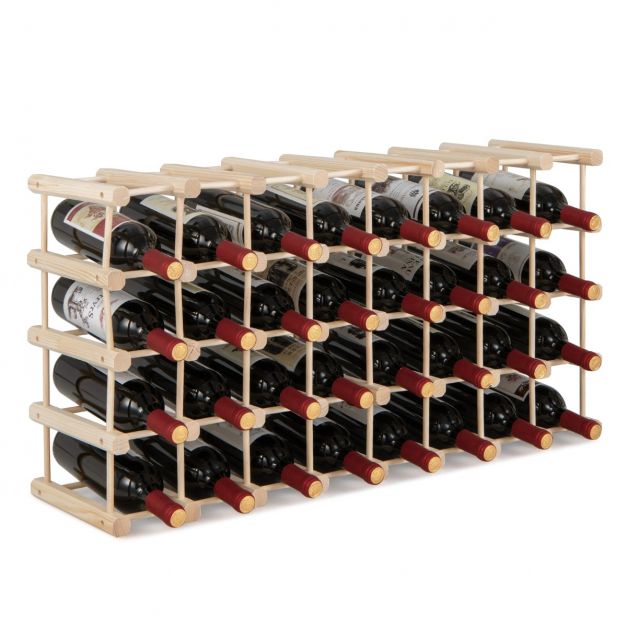 Système d´étagère à vin LA CAVE en métal avec bordure en bois, H 220 cm