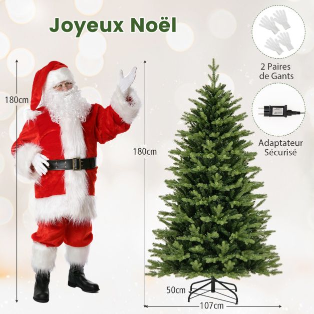 Sapin De Noël Artificiel Pré-éclairé 120 Cm - 100 LED Dimmables, 11 Modes - Pot Vintage - 190 Branches Givrées