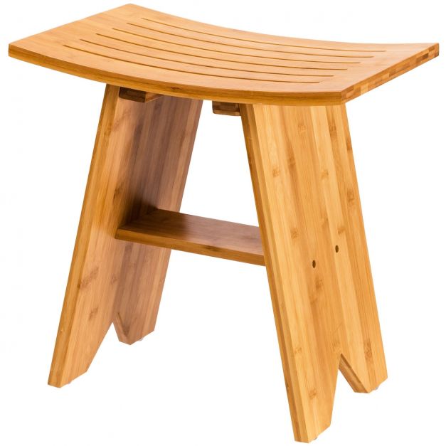 Bamodi Tabouret pliant en bambou pour salle de bain - Chaise de bain