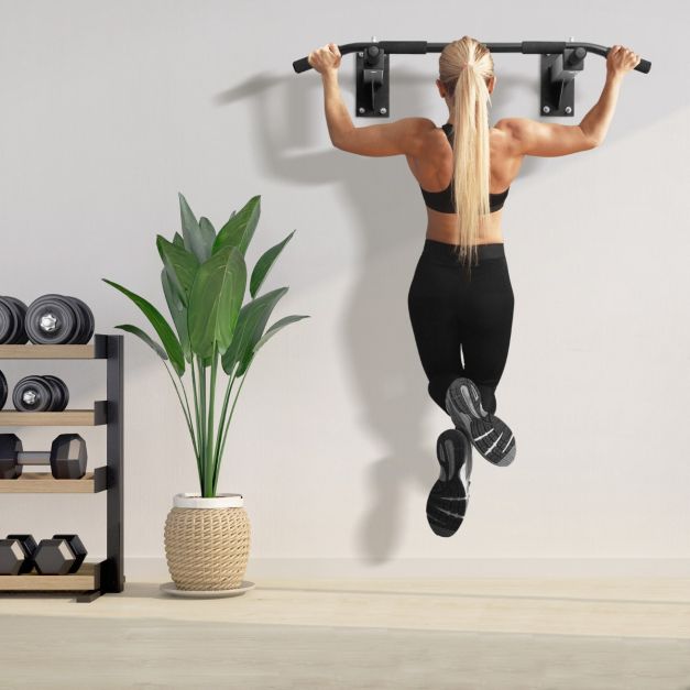 Barre De Traction Murale Gymrex – 110 Kg, 6 Prises, Noir – Sport à Domicile