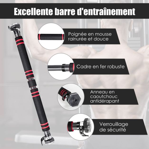 Barre de traction pour cadre de porte (70-92cm) sans vis DH FitLife - HOME FIT TRAINING