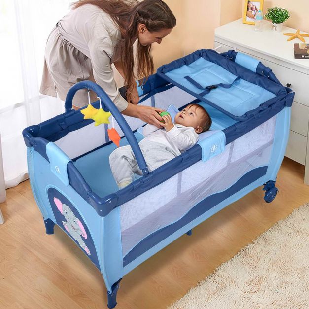 LIFEZEAL Lit Bébé Pliable 3 en 1, Lit Parapluie Bebe avec Matelas, Lit