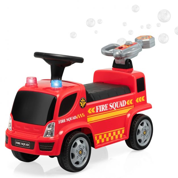 Porteur - Camion de Pompiers pour Enfants Musique Phares Sirène Klaxon  18-36 Mois Rouge - Costway