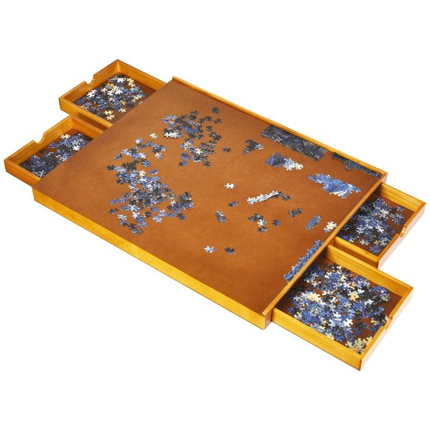 Becko US Planche de puzzle carrée avec support réglable et 4 tiroirs à  puzzle avec surface antidérapante, pour puzzles jusqu'à 1500 pièces