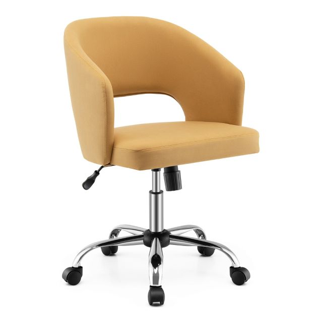 Chaise de bureau pivotante réglable en hauteur en tissu marron clair forme ergonomique 04
