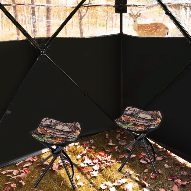 Tabouret Pliant Camping Portable - Tissu Oxford 600D, Tube Fer 14 Mm, Vert Camouflage, 33 Cm Assise