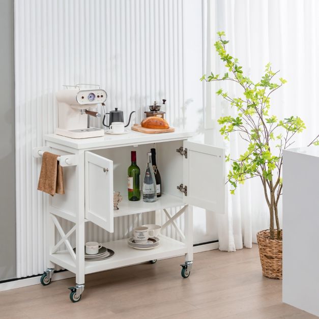Chariot îlot Cuisine TAUS – Noir – Roulant, Avec Poubelle Et Abattant – Neuf