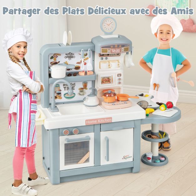 GOPLUS Cuisine Enfant, Dînette à Jouer Réaliste avec Effet