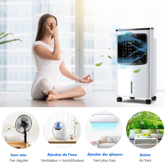 Climatiseur mobile 4en 1 65W télécommande réservoir d'eau 7L Refroidisseur d'air