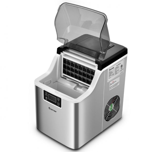 COSTWAY Machine à Glaçons 3 en 1 avec Distributeur d'eau Froide/Chaude,  Compact Portable, 19 kg en 24h, Cube de Glace Rapide Prêt en 6-13 Min, pour  Maison Bureau Bar, Noir : 