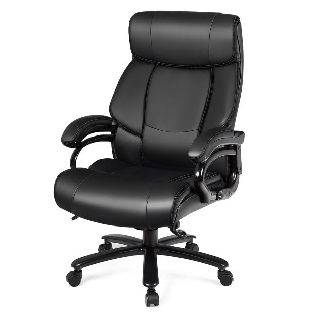 Fauteuil/chaise de bureau Seattle, charge 150kg, similicuir ~ noir, avec  accoudoirs
