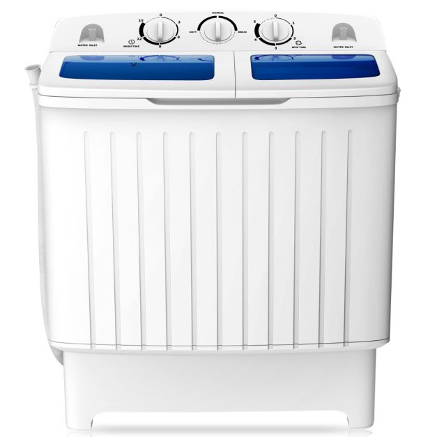 Mini machine à laver 240 W automatique Lave-linge et séchage 210W Economie  d'énergie, Capacité 3.5 Kg, 43x43x75cm, Blanc - Costway