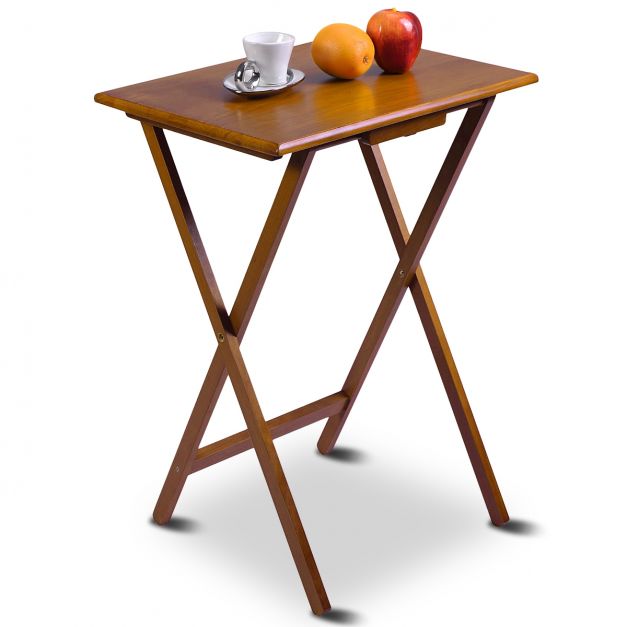 Table d'appoint pliante en bois et métal Grey - L. 48 x H. 65 cm - Marron