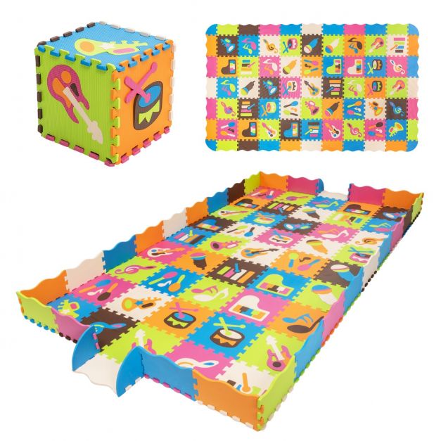 Tapis de sol puzzle en mousse avec clôture à 50 pièce tapis mousse  multicolore avec motif fleur et chiffre 20_0001264