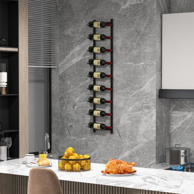 Étagère à Vin Murale 2 Niveaux – Flottante, Pour Mini-bar Et Cuisine, Bois Et Métal