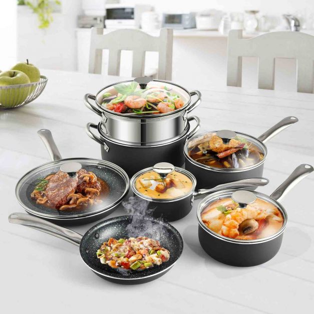 Batterie De Cuisine À Induction 12 Pièces Aluminium