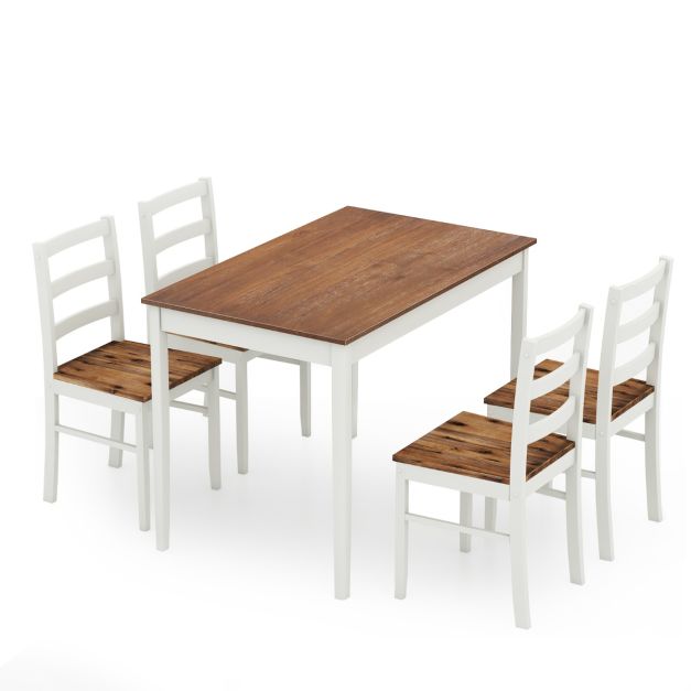 Ensemble table à manger et 3 chaises - table à manger rectangulaire avec  prises - Noir & Naturel
