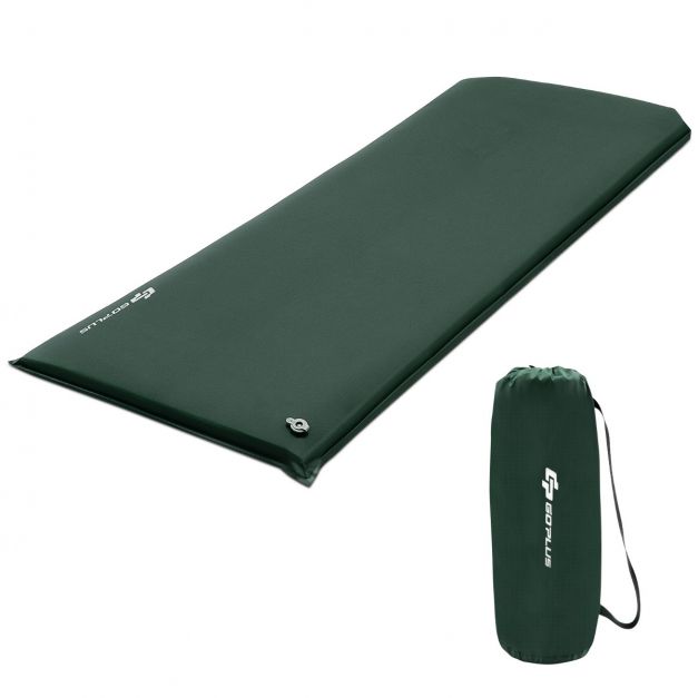 Goplus Matelas de Camping en Mousse à Mémoire de Forme avec Fond Antidérapant Sac de Voyage pour Dormir en Plein Air Gris