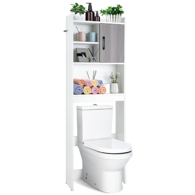 Meuble de rangement WC avec cadre en acier, pour machine à laver, Toilettes  ou salle