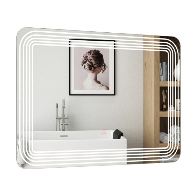 YJIIJY Miroir de Salle de Bains 70x50cm avec éclairage LED, Miroir